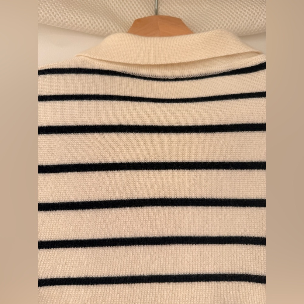 Sezane Betty Navy Striped Button-Up Cardigan - Picture 11 of 11